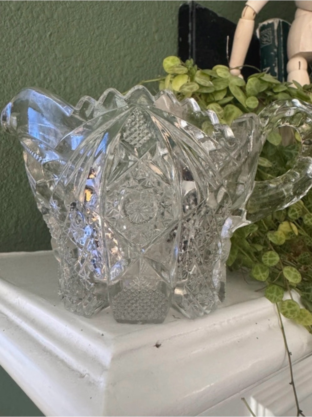 Cut Glass Crystal-Style Pitcher - Clear Decorative Serveware